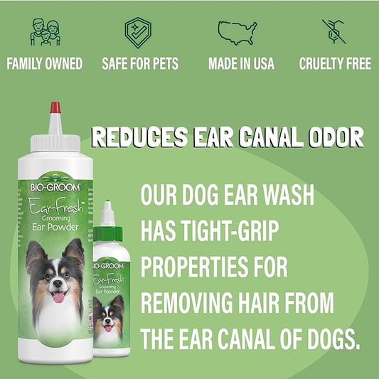 Bio-Groom Ear-Fresh Dog Grooming Ear Powder - Cleaning And Grooming Products For Cats & Dogs, Pet Bathing Supplies, Puppy Wash, Cruelty-Free, Made In Usa, Powder For Animals - 85 G 1-Pack