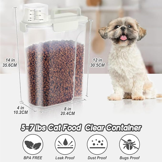 5Lbs Airtight Cat Dog Food Storage Container with Upgraded Large Nozzle BPA-Free, Pet Food Storage Containers for Rice, Grain, Pet Food, Flour, Dog Treat Storage (White & Black, 5L-2pack)