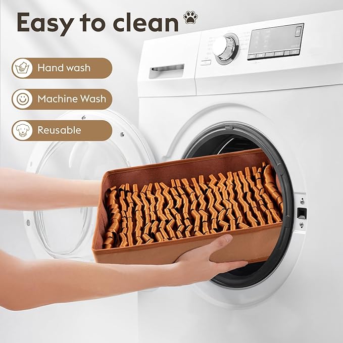 Snuffle Mat for Dogs, Dog Puzzle Mat, Interactive Dog Toys for Enrichment,Sniff Mats with Non-Slip Backing,Portable Design Easy to Store (Brown, 14" X 12"-Portable)