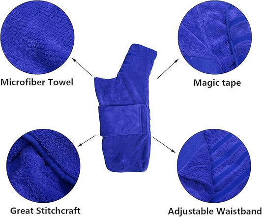 Geyecete Pineapple Grid Fast Drying Super Absorbent Dog Cat Bath Robe Towel - Blue - 3XL