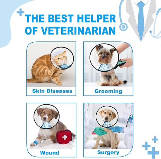 Supet Dog Cone Collar Adjustable After Surgery, Comfortable Pet Recovery Collar & Cone for Large Medium Small Dogs, Elizabethan Dog Neck Collar Plastic Practical (L)