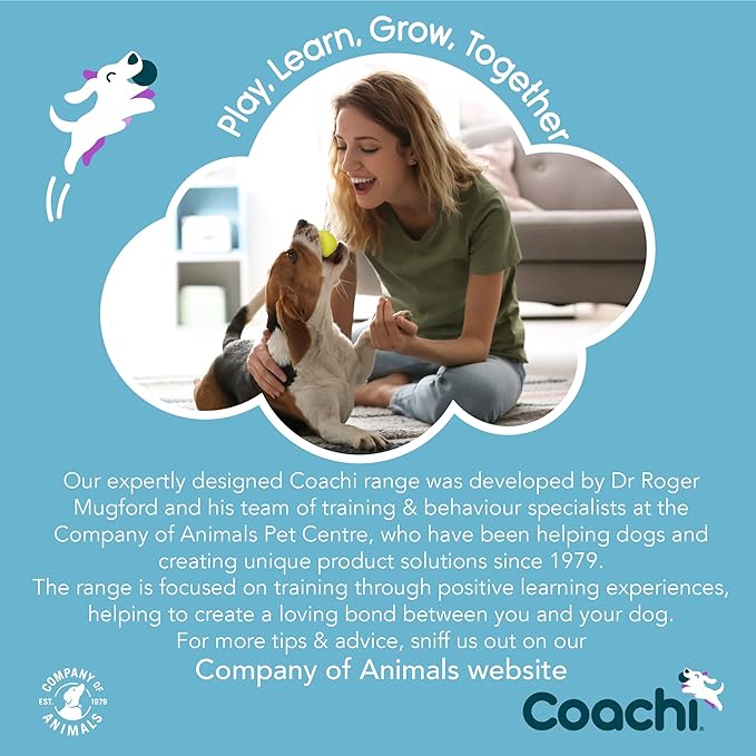 Coachi Tuggi Ball - Interactive Dog Toy for Tug of War & Play. Strong & Comfortable, Stretchy Bungee Handle with Foam Ball, Ideal for Agility and Reward Training, Interrupting Biting & Chewing