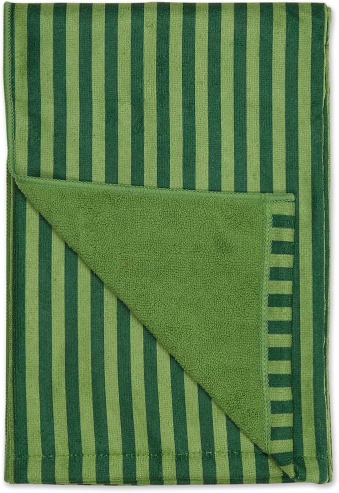 Bone Dry Pet Grooming Towel Collection Absorbent Microfiber X-Large, 41x23.5", Striped Hunter Green