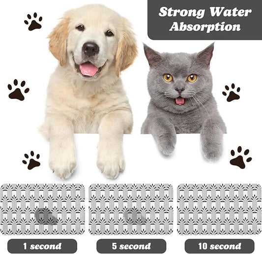 Dog Food Mats for Floors Waterproof, Dog Cat Water Bowl Mats Pet Feeding Absorbent Mat Dog Cat Pet Placemats for Food and Water Bohemia 17 * 30 inch