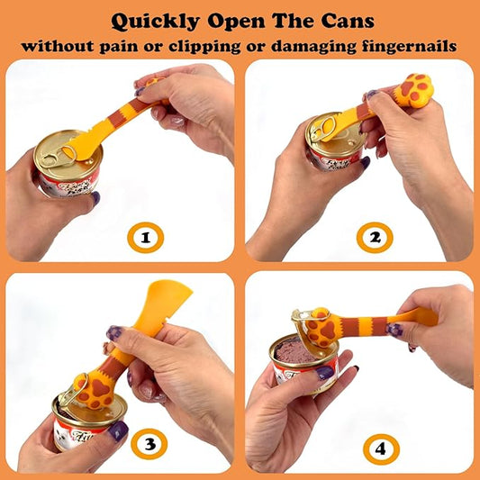 2 Pack Dog Cat Food Spoon, Cute Paw Silicone Pet Can Opener Spatula Scoop Mixing Spoons for Wet Canned Food