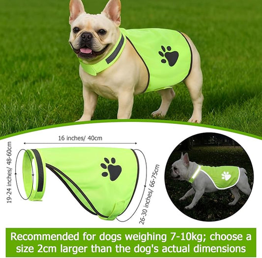 4 Pcs Reflective Running Gear for Dog Walking Reflective Vest Adjustable High Visibility, Sports Wristbands, Dog Safety Vest for Pets Outdoor Walking Cycling Camping(Fluorescent Green)