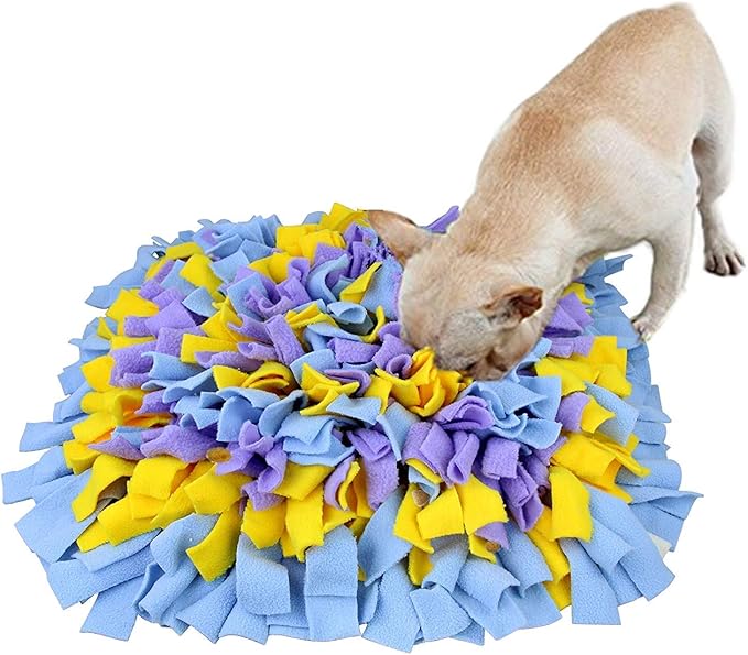 Dog Snuffle Mat, Feeding Mat for Dogs, Durable Interactive Puzzle Toys for Training Foraging Skills(Yellow&Blue&Purple)