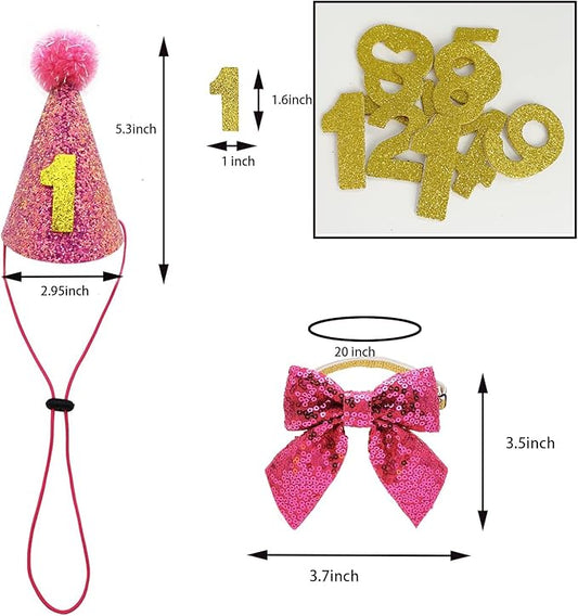 Christmas Pet Party Jazz Hat and Blingbling Bow Tie Breakaway Collar Set, Adjustable Headband for Kitten Puppy Small Dogs Cats (Yellow)