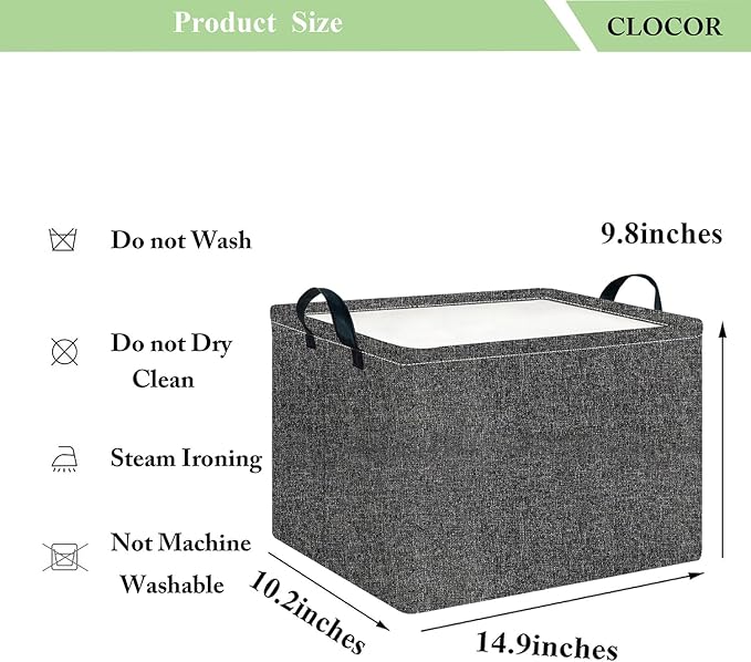 CLOCOR Rectangular Storage Basket,Collapsible Cute Pattern Storage Bin,Waterproof Books Box with Handles,Gift Basket(Grey)