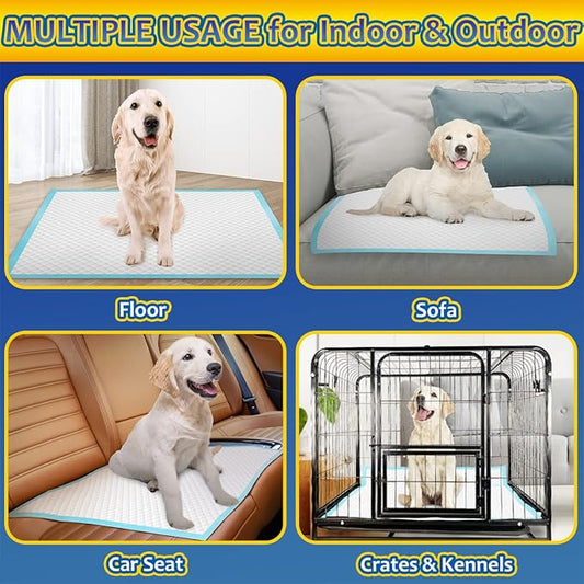 Puppy Pads 120 Pack, 30"x36" Extra Large Dog Pads, Thicken Dog Training Liners for Indoor, Outdoor Use, Heavy Absorbent Pee Underpads for Doggy, Doggies XLarge, Blue