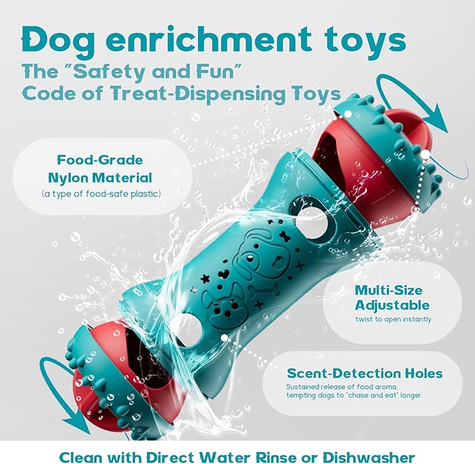 knitly Interactive Dog Toys, Adjustable Treat Dispensing Toy to Keep Them Busy, Dog Enrichment for Brain Stimulation & Cognitive for Puppy Puzzle to Reduce Boredom-Ideal Gift for Cats and Dogs(Nylon)