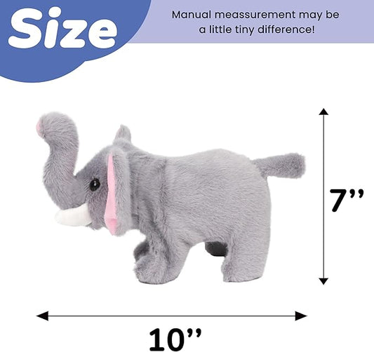 Hopearl Walking Elephant Interactive Crawling Elephish Electronic Plush Toy Animated Gifts for Toddlers Birthday, Gray, 9''