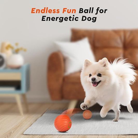 Interactive Dog Toys Ball Small, 2.1 inch Bouncing Rotating Ball, Pet Toys for Small Dogs, USB Rechargeable (Orange)