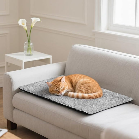 Enjoying Self Warming Cat Mat Bed, 18 x 23 inch Rectangle Plush Kitten Bed Small Dogs Mat, Non Electric Self Heating Pet Pad Indoor Outdoor, Non-Slip Bottom, Removable, Washable