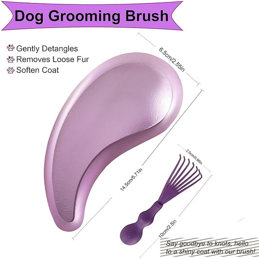 Gentle Grooming Puppy Brush with Gift Box , Fit for Small Dog , Yorkie, Shih Tzu, Maltipoo, Maltese and Pomeranian ,Toy Poodle Accessories, Soft Bristle (Electroplating Purple)