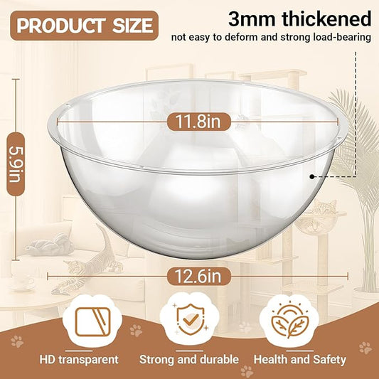 3 Pcs Acrylic Dome Cat Bubble, 12.6" Space Transparent Capsule Cover Clear Plastic Dome Bed Replacement for Cat Tree/Window Perch, DIY Nest Accessories for Hammock Tree Shelves Peek