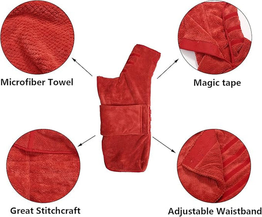 Geyecete Dog Drying Coat - Pineapple Grid Fast Drying Super Absorbent Pet Cat Bath Robe Towel - Red