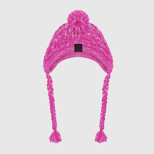 Winter Dog Hat,Knitting Wool Cap,Warm Pet Head Wear with Long Braid Puppy’s Head Accessorie (Purple S)