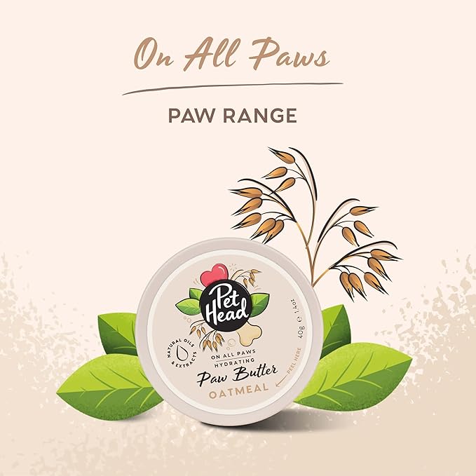 Pet Head On All Paws Oatmeal Paw Butter | Soothes & Nourishes for Soft Crack-Free Paws and Noses | Paw Moisturizer Balm | Vegan | Lick-Safe | Gentle Formula for Puppies | Made in USA | 1.4 oz.