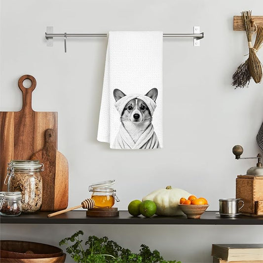 Funny Corgi Hand Towels, Corgi Gifts for Women, Gifts for Dog Lovers Mom Dad Owners Decorative Hand Towels for Bathroom Decor, Funny Dog Bathroom Decor, 16x24 Inch