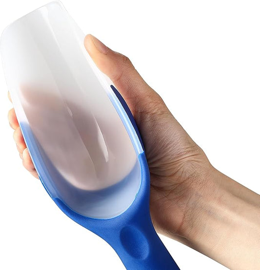 Spring Chef Magnetic Ice Scoop for Freezer - Contoured Translucent Flexi-Plastic Food Scooper with Comfortable Handle, Kitchen Scoop for Ice Machine, Popcorn, Flour, Pet Food, Dry Goods - Sapphire