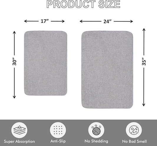 Indoor Door Mat, 1/10 in Ultra Thin Door Mat, Non-Slip Natural Rubber Backing Inside Doormat, Washable, Low-Profile Entrayway Mats, Durable Dirt Trapper for Various Entrance, 29''X17'' Grey