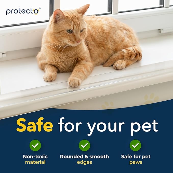PROTECTO Window Sill Protector from Dogs - 29.5 x 5.1 Clear Window Guards from Cats Scratching, Chewing & Clawing | Keep Your Sills Smooth & Paws Safe | Ultra Strong Window Sill Cover Protection
