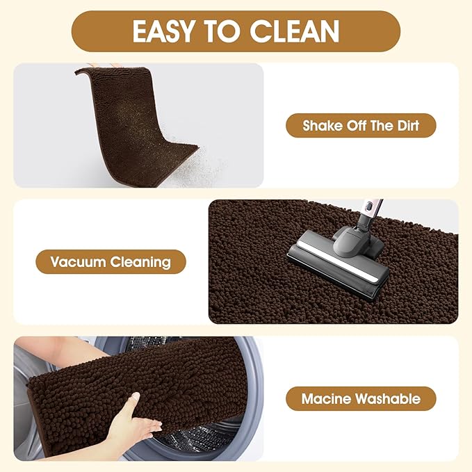 IM HOME Dog Door Mats for Muddy Paws, 30" X 20" Chenille Absorbent Doormat, Non Slip Heavy Dog Rugs for Muddy Paws, Soft Indoor Door Mat for Entryway, Mud Paw, Inside Floor, Brown