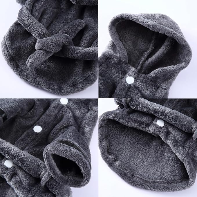 Dog Bathrobe Luxury Soft Flannel Pajamas Puppy Quick Drying Bath Robe Pet Hooded Nightwear Super Absorbent Towel for Small Dogs Cats