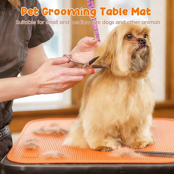 Dog Grooming Table Mat Pad Non Slip,Silicone Durable Premium Non-Slip Dog Bath Mat,Slip Mat - Bathing Mat for Pets,22.45inchX15.75inch (Orange)