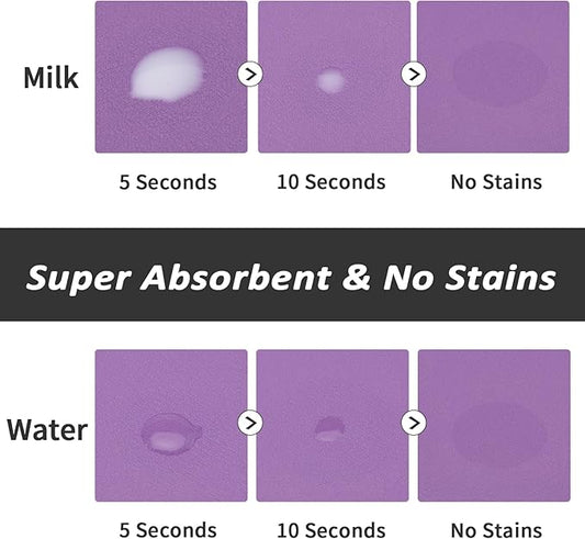 Dog Food Mat - Absorbent Cat Mat for Food and Water, No Stains Pet Feeding Bowl Mat, Easy to Clean Pet Placemats, Quick Dry Dog Water Dispenser Mat for Messy Drinkers | Purple 18"x34"