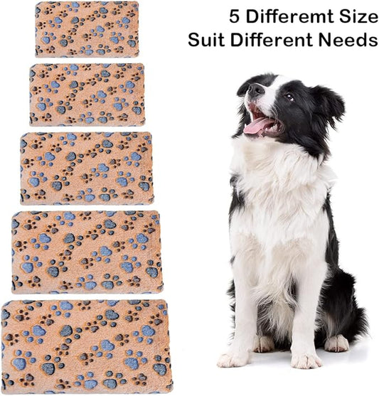 Dono 1 Pack 3 Dog Blankets, Soft Fluffy Fleece Pet Blanket Warm Sleep Mat Paw Print Design Puppy Kitten Throw Blankets Doggy Blanket for Dogs
