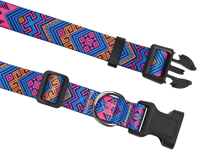 Dog Collar with Bohemia Floral Tribal Geometric Patterns - Soft Ethnic Style Collar Adjustable for Small Medium Large Dogs(Orange Ethnic Style,XS)