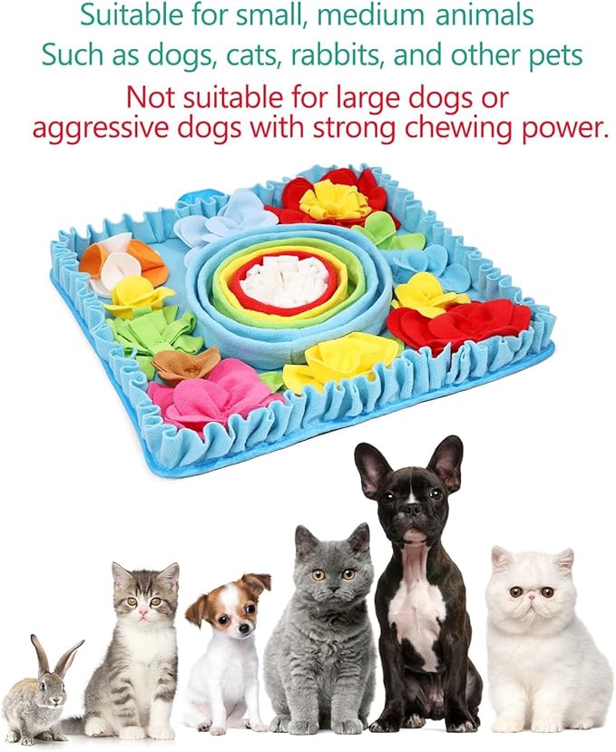 ORIA Snuffle Mat for Dogs, 20'' x 20'' Dog Sniff Mat, Interactive Puzzle Mat for Mental Stimulation, Boredom, Stress Relief, Anti-Slip Dog Treat Mat for Puppies Small Large Dogs