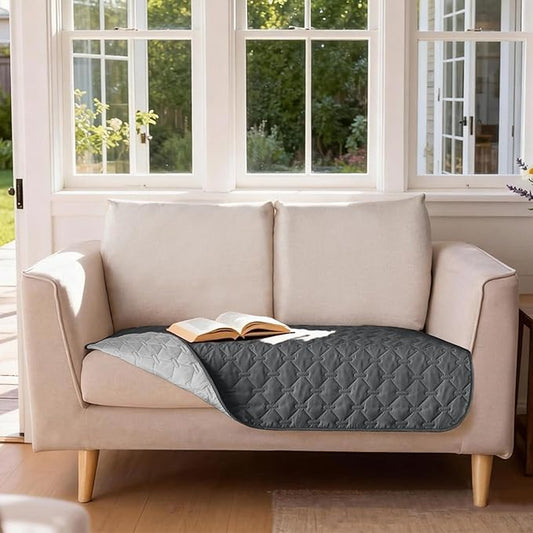 gogobunny 100% Double-Sided Waterproof Dog Bed Cover Pet Blanket Sofa Couch Furniture Protector for Puppy Large Dog Cat, Reversible (32x53 Inch (Pack of 1), Dark Grey/Light Grey)