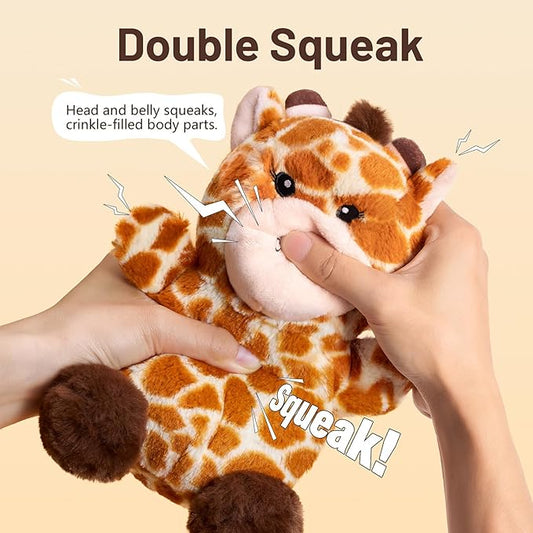 Soft Plush Giraffe Dog Toy for Small & Medium Dogs and Puppies – Dual Squeaker, Crinkle Comfort Toy for Gentle Chewers