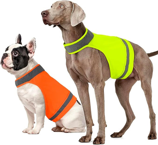 2 Pieces High Visibility Reflective Dog Hunting Vest Pet Safety Vest, Make Dog More Visible and Safe in Hunting Season Outdoor Activities Walking (Fluorescent Green&Blaze Orange,S)