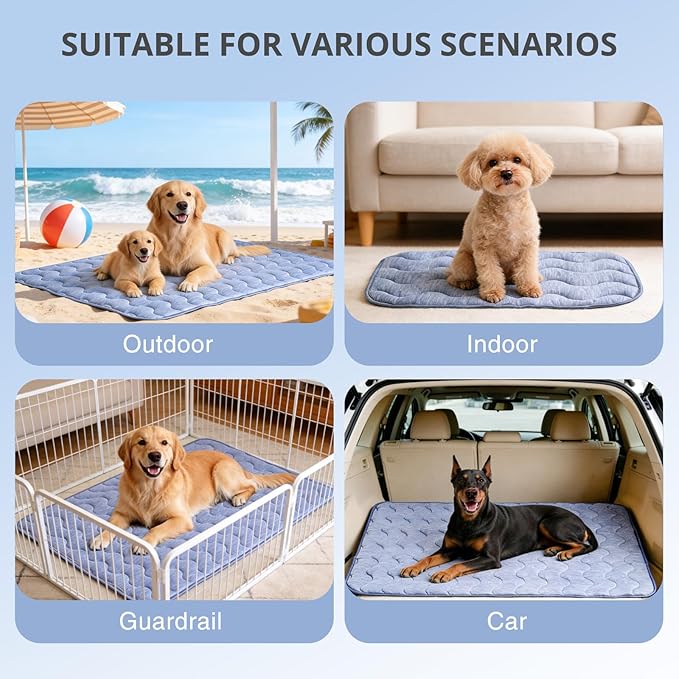 Dog Cooling Mat, Double-Sided Cooling Pet Pad, 28" x 19" Arc-Chill Cool Fiber & Q-MAX>0.45, Soft Breathable Pet Bed for Couch, Crate & Car, Foldable & Washable Summer Pet Blanket - M