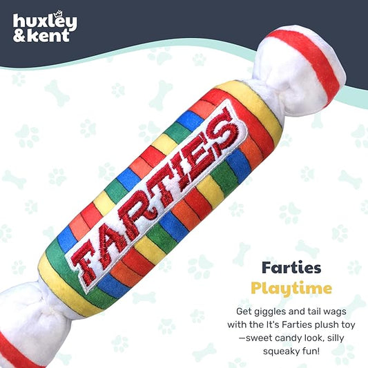 Huxley & Kent Funny Dog Toy w/Squeaker – Power Plush Squeaky Dog Toys for Small, Medium & Large Dogs – Soft Stuffed Animal for Indoor Play & Fetch - Farties, Small