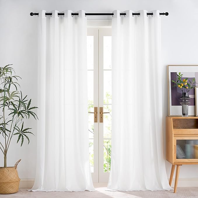 NICETOWN 132 Inch Sheer White Curtains Long 2 Panels for Living Room, 52" Wide Grommet Window Curtains Drapes for Living Room Bedroom- Home Decoration Light Filtering Elegant Window Drapes
