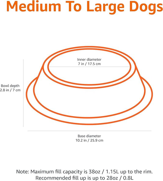 Amazon Basics Stainless Steel Non-Skid Dog Bowl, Dishwasher Safe, Rust Resistant, Single