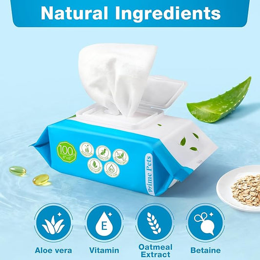 Prime Pets Dog Wipes for Paws and Butt, 300 Count, 8" x 6" Pet Grooming Wipes for Dogs Cats Cleaning Deodorizing, Unscented Dog Paw Wipes, Puppy Wipes for Face Bum Eyes Ears Teeth