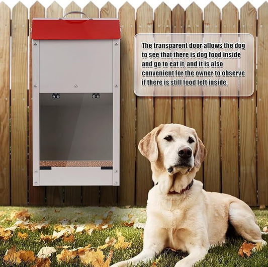 Galvanized Automatic Dog Feeder Large Breed Dog Food Dispenser for Large Dogs, 25lbs Outdoor Pets Feeder Gravity Food Feeder