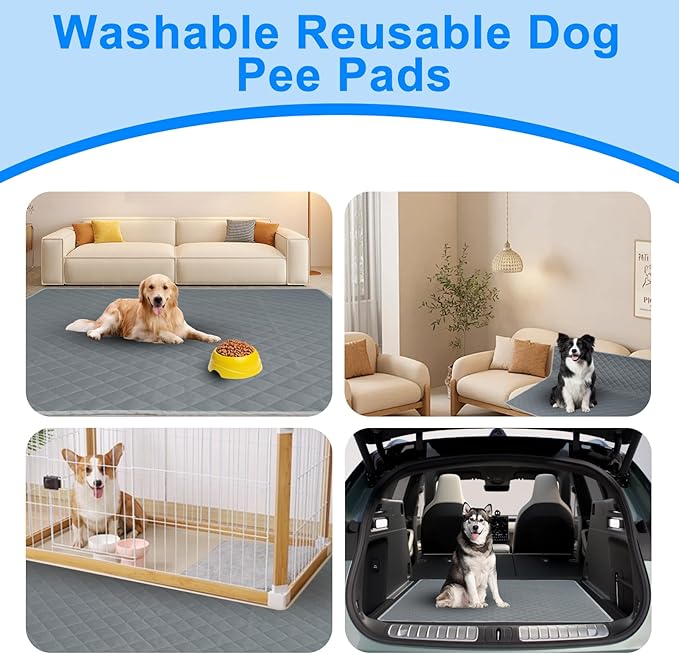 Washable Pee Pads for Dogs 34"x36" Reusable Puppy Pad Pet Training Pads, Waterproof Mat Non-Slip, Dog Pee Pad Whelping Pads Dog Mat-Playpen,Crate,Sofo,Car,Potty,Bed