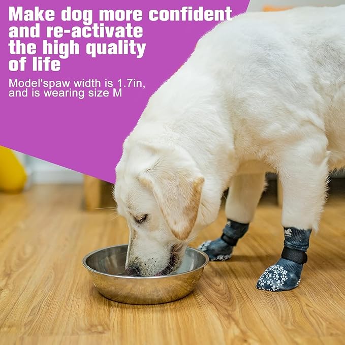 EXPAWLORER Anti Slip Dog Socks to Prevent Licking Paws, Dog Shoes for Hot Pavement, Dog Booties for Small Medium Large Senior Dogs, Traction Control Boots & Paw Protectors for Hardwood Floors