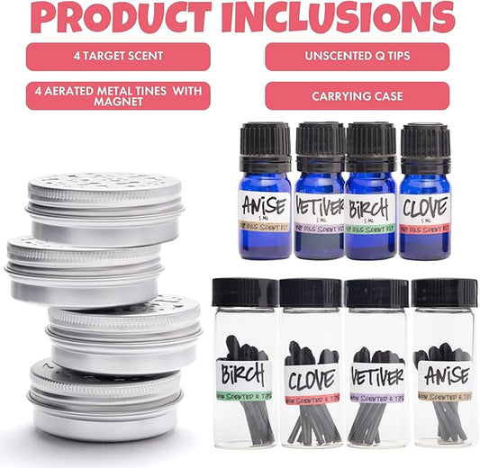 Ink Oil - Pup Scent Work Starter Kit I Dog Scent Training Kit I Complete Nose Scentwork - Anise, Birch, Clove & Vetiver Flavour I Portable Small Aid Kit for Pet Home Trainer - Pure Essential Oils Sets