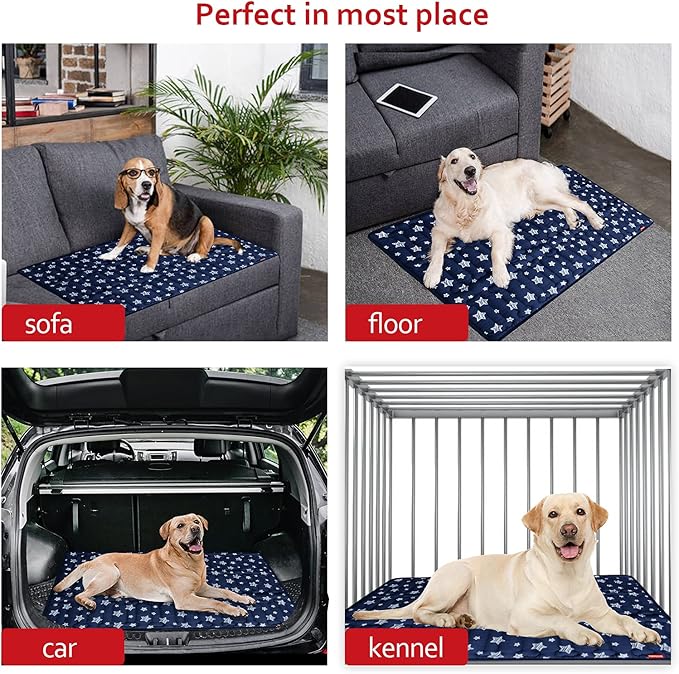 Dog Crate Mat (36" X 23"), Soft Dog Bed Mat with Cute Prints, Personalized Crate Pad, Anti-Slip Bottom, Machine Washable Kennel Pad