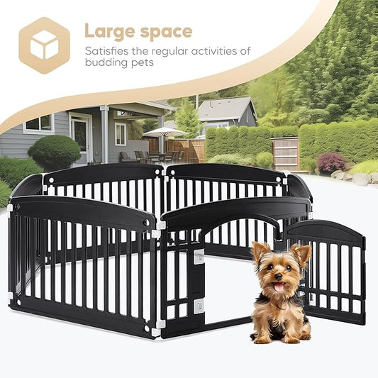 Simple Deluxe 24" 6-Panel Dog Playpen, Durable Pet Playpen with Secure Locking Door for Puppies & Small/Medium Dogs, Portable & Foldable Pet Fence, Black