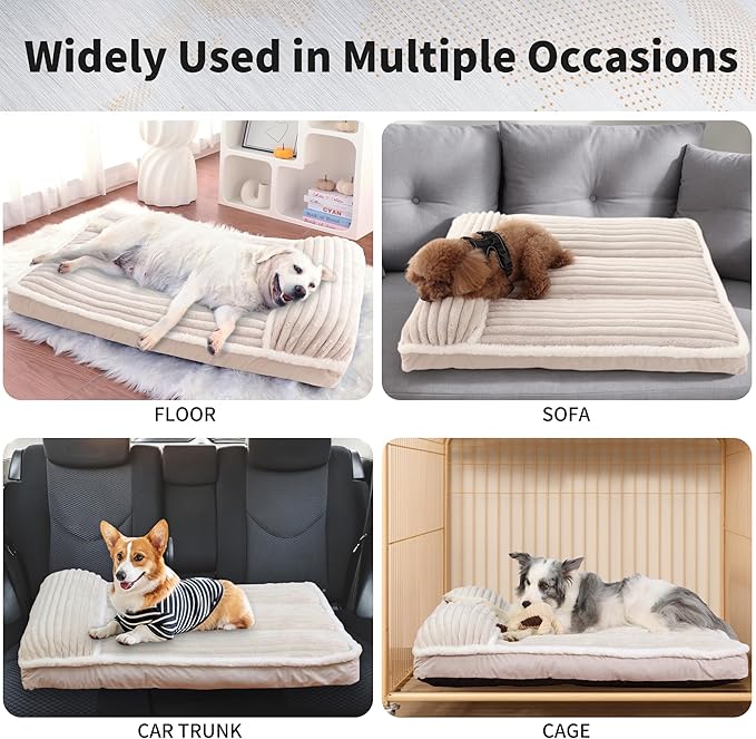 KHONSU PET Dog Bed with Pillow 3in Orthopedic Pad for Large Dogs up to 65 lbs Large Waterproof Removable Cover Machine Washable for Large Dogs