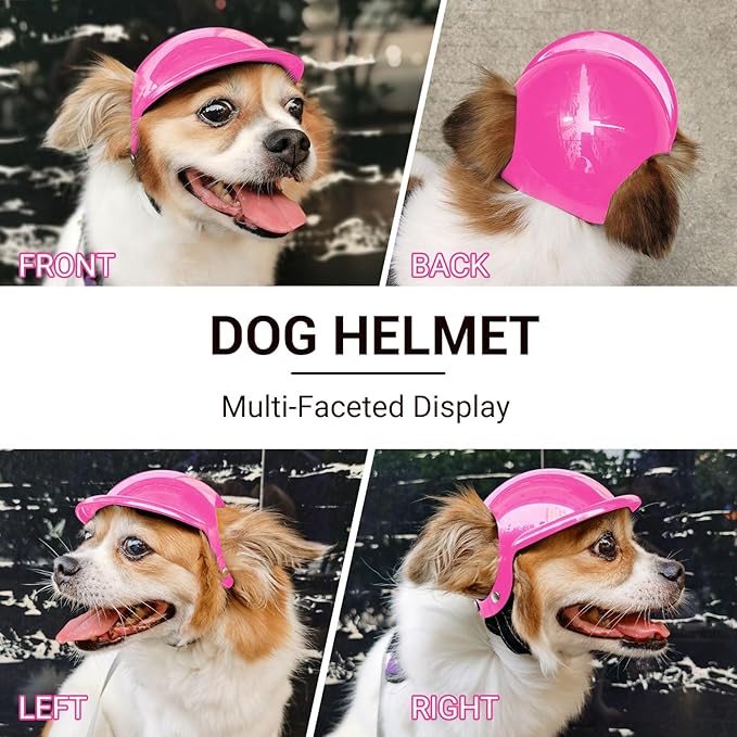 Medium Dog Helmet with Ear Holes - Adjustable, Lightweight, Hard Pink Pet Helmet for Outdoor Activities/Motorcycle/Bike